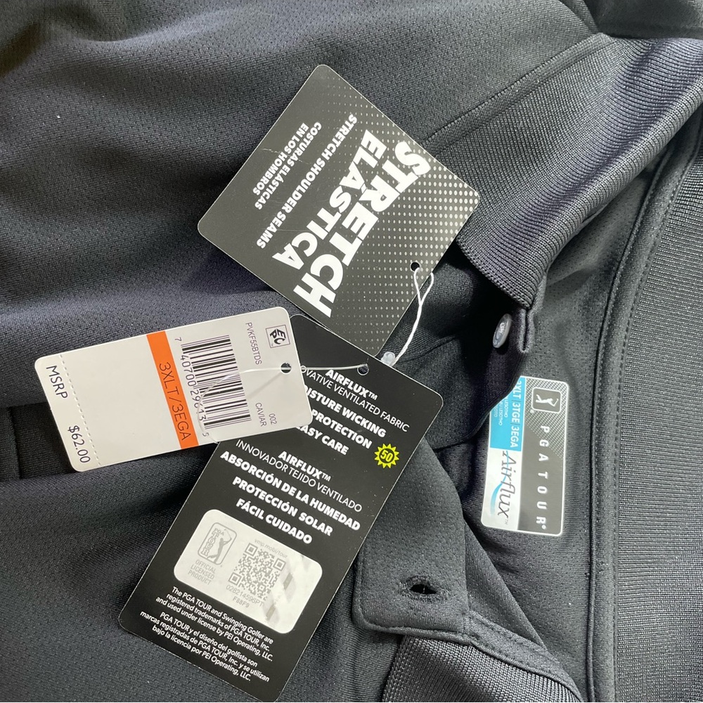PGA Tour Airflux Black Polo Shirt, 3XL NWT - Picture 4 of 9